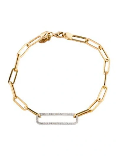 Pre-owned I. Reiss 14k Diamond Open Link Paperclip Bracelet, 7.25" In Multi