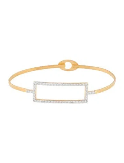 Pre-owned I. Reiss 14k Diamond Open Rectangle Bangle Bracelet, 6.75" In Multi