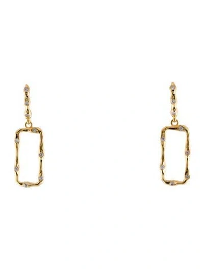 Pre-owned I. Reiss 14k Diamond Open Rectangle Drop Earrings In Multi