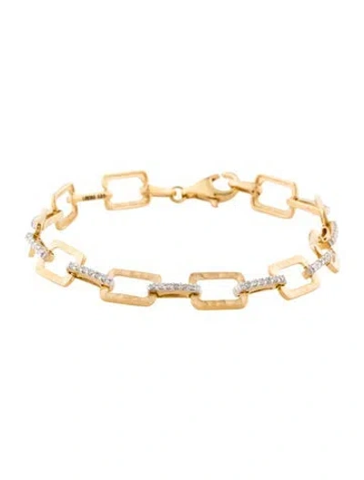 Pre-owned I. Reiss 14k Diamond Open Rectangle Link Bracelet, 6.5" In Multi