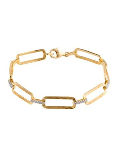 Pre-owned I. Reiss 14k Diamond Open Rectangle Link Bracelet, 7.25" In Multi