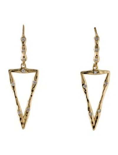 Pre-owned I. Reiss 14k Diamond Open Triangle Drop Earrings In Multi