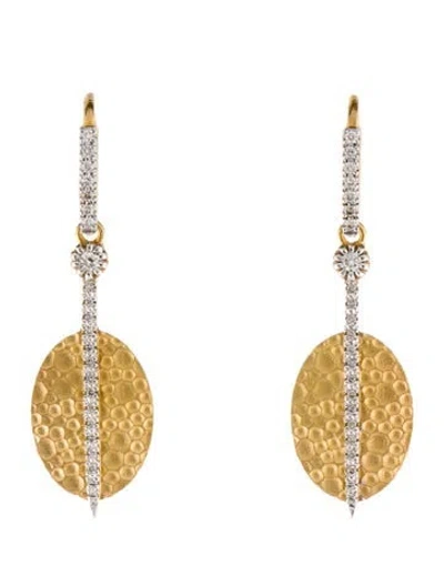 Pre-owned I. Reiss 14k Diamond Oval Drop Earrings In Multi