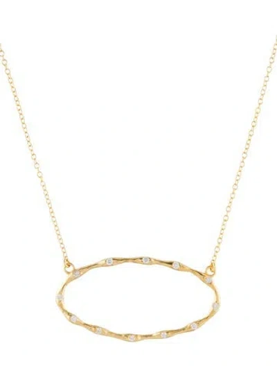Pre-owned I. Reiss 14k Diamond Oval East-west Pendant Necklace, 17.75" In Multi