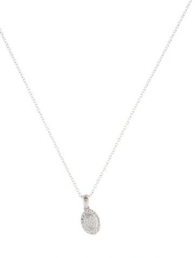 Pre-owned I. Reiss 14k Diamond Oval Hammered Pendant Neckalce, 16" In Multi