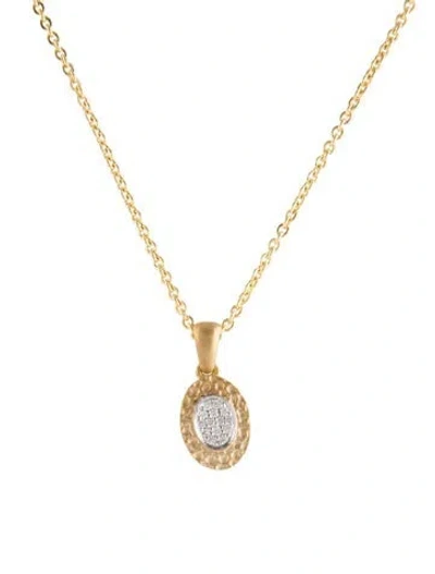 Pre-owned I. Reiss 14k Diamond Oval Pendant Necklace, 16" In Multi