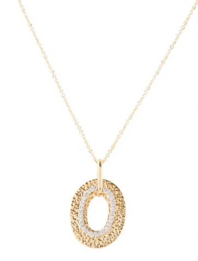 Pre-owned I. Reiss 14k Diamond Oval Pendant Necklace, 16" In Multi