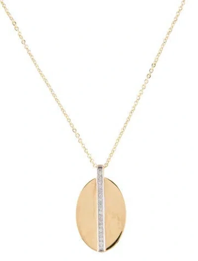 Pre-owned I. Reiss 14k Diamond Oval Pendant Necklace, 16" In Multi