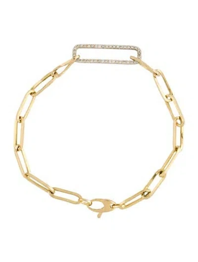 Pre-owned I. Reiss 14k Diamond Paperclip Link Bracelet, 7.25" In Multi