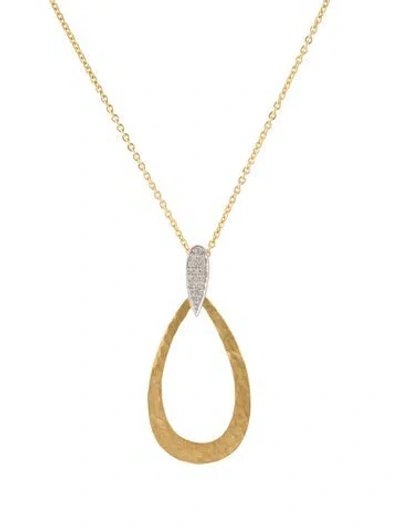 Pre-owned I. Reiss 14k Diamond Pavé Hammered Pendant Necklace, 16" In Multi