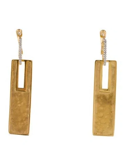 Pre-owned I. Reiss 14k Diamond Rectangle Drop Earrings In Multi