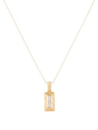 Pre-owned I. Reiss 14k Diamond Rectangular Pendant Necklace, 16" In Multi