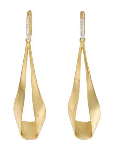 Pre-owned I. Reiss 14k Diamond Ribbon Dangle Drop Earrings In Multi