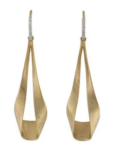 Pre-owned I. Reiss 14k Diamond Ribbon Drop Earrings In Multi
