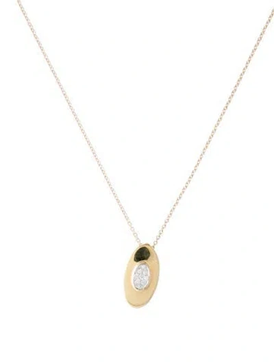 Pre-owned I. Reiss 14k Diamond Small Oval Pendant Necklace, 16" In Multi