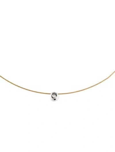 Pre-owned I. Reiss 14k Diamond Solitaire Wire Collar Necklace, 16.25" In Multicolor