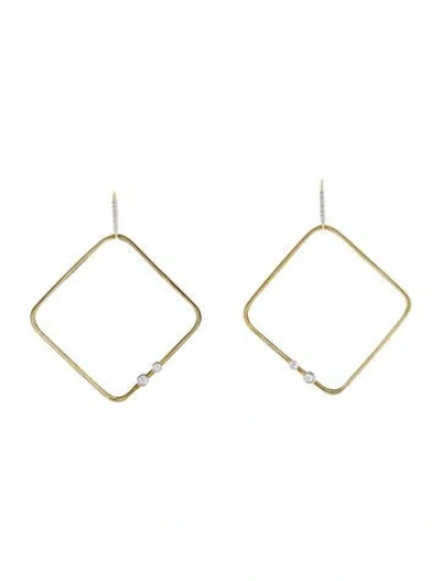 Pre-owned I. Reiss 14k Diamond Square Drop Earrings In Multicolor