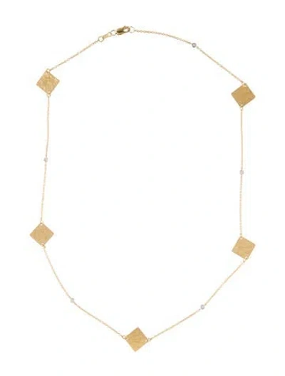 Pre-owned I. Reiss 14k Diamond Square Motif Station Necklace, 18" In Multi