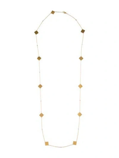 Pre-owned I. Reiss 14k Diamond Square Motif Station Necklace, 36.25" In Multi