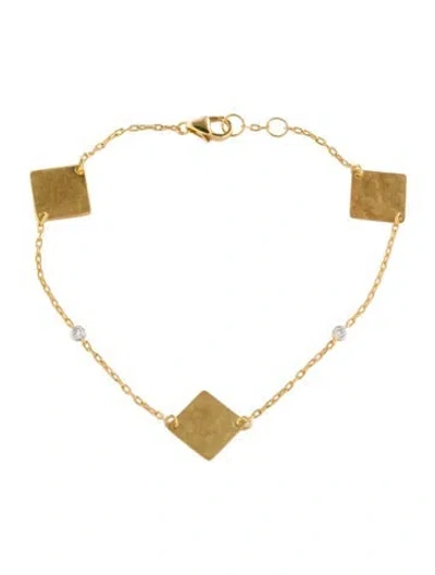 Pre-owned I. Reiss 14k Diamond Square Station Bracelet, 7.25" In Multi