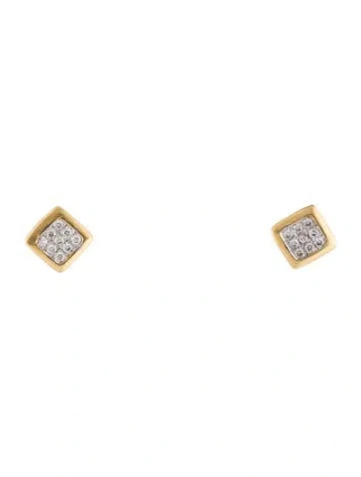 Pre-owned I. Reiss 14k Diamond Square Stud Earrings In Multi