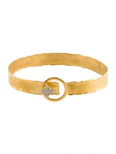 Pre-owned I. Reiss 14k Diamond Star Cuff Bracelet, 6" In Multi
