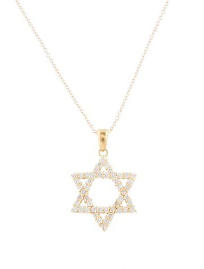 Pre-owned I. Reiss 14k Diamond Star Of David Pendant Necklace, 16.25" In Multi