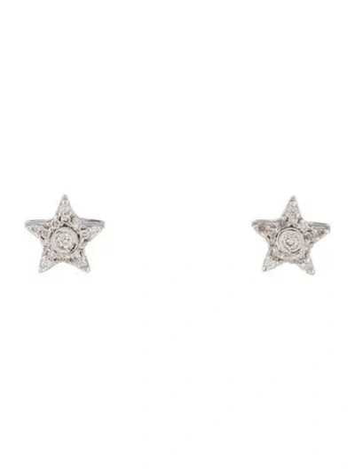 Pre-owned I. Reiss 14k Diamond Star Stud Earrings In Multi
