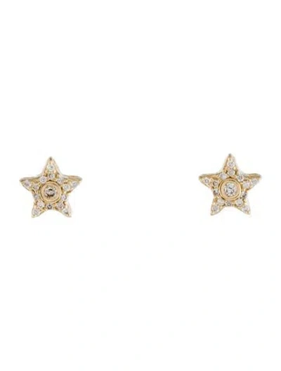 Pre-owned I. Reiss 14k Diamond Star Stud Earrings In Multi