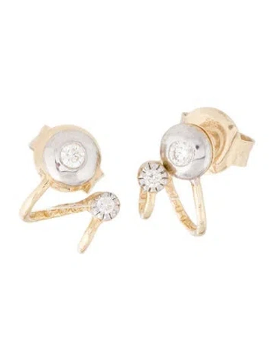Pre-owned I. Reiss 14k Diamond Stud Earrings In Multi