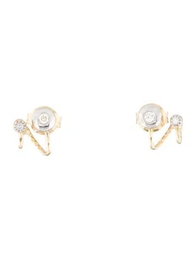 Pre-owned I. Reiss 14k Diamond Swirl Stud Earrings In Multi