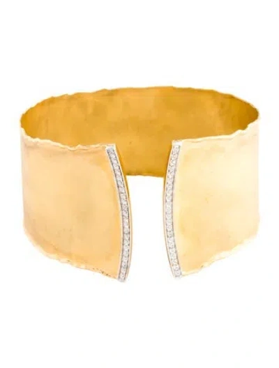 Pre-owned I. Reiss 14k Diamond Textured Cuff, 7" In Multi