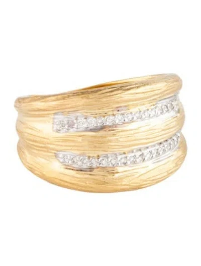 Pre-owned I. Reiss 14k Diamond Textured Wide Band In Multicolor