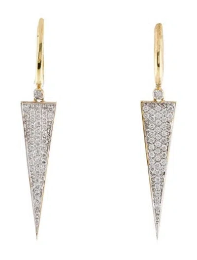 Pre-owned I. Reiss 14k Diamond Triangle Drop Earrings In Multi