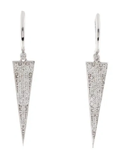 Pre-owned I. Reiss 14k Diamond Triangle Drop Earrings In Multi