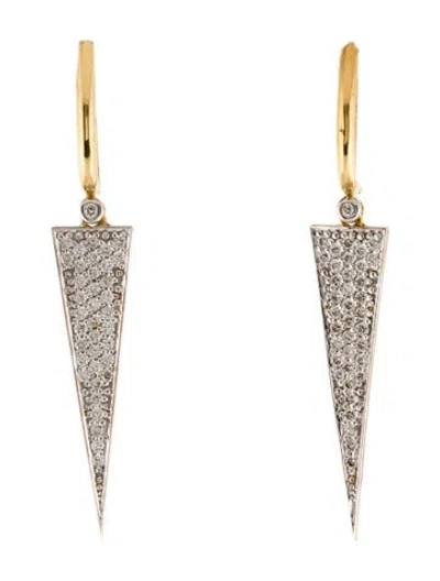 Pre-owned I. Reiss 14k Diamond Triangle Drop Earrings In Multi