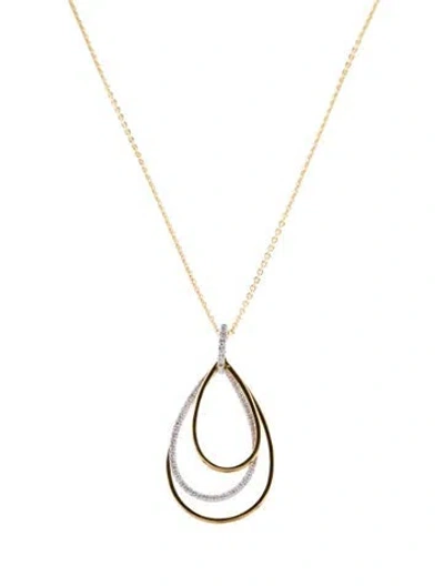 Pre-owned I. Reiss 14k Diamond Triple Tear-drop Pendant Necklace, 18" In Multi