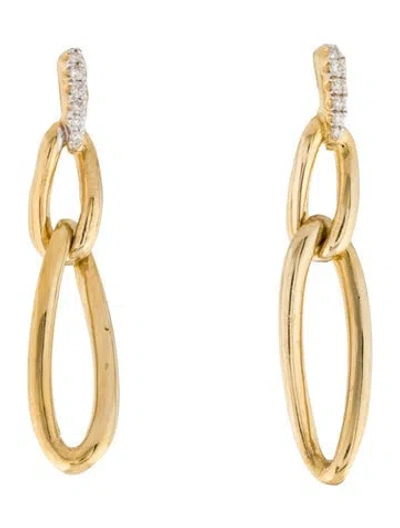 Pre-owned I. Reiss 14k Diamond Twisted Link Drop Earrings In Multicolor