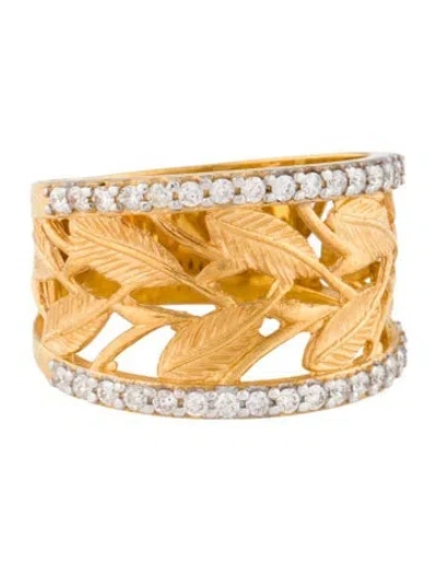 Pre-owned I. Reiss 14k Diamond Vine Leaves Band In Multi