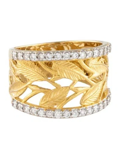 Pre-owned I. Reiss 14k Diamond Vine Leaves Ring In Multicolor