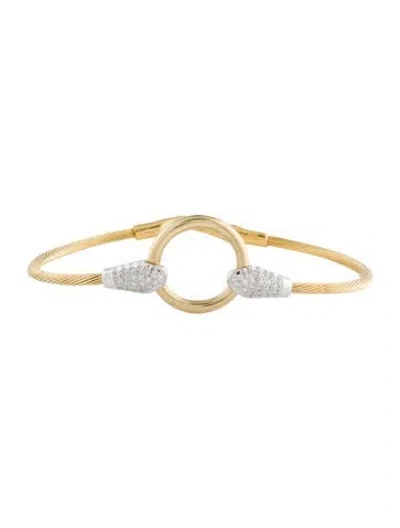 Pre-owned I. Reiss 14k Diamond Wire Bracelet, 6.75" In Multicolor