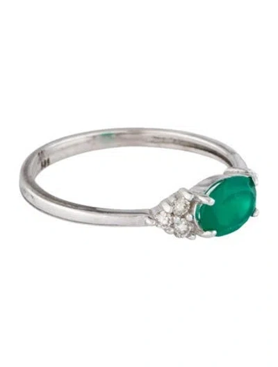 Pre-owned I. Reiss 14k Dyed Chalcedony & Diamond Ring In Multi