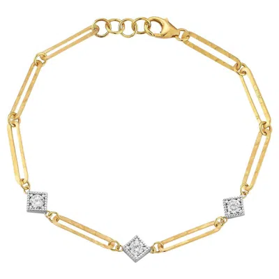 Pre-owned I. Reiss 14k Gold 0.15ct. Tw. Open Link Hammered Bracelet In Multi