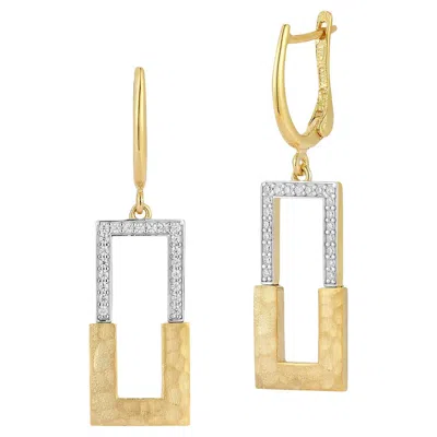 Pre-owned I. Reiss 14k Gold 0.25 Ct. Tw. Dangling Open Rectangle Earrings In Multi