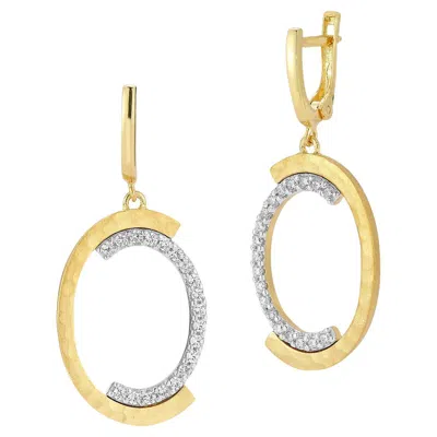 Pre-owned I. Reiss 14k Gold 0.58 Ct. Tw. Dangling Diamond & Gold Earrings In Multi