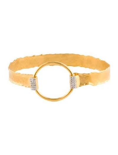 Pre-owned I. Reiss 14k Hammered Open Circle Hook Bangle, 6.75" In Multi
