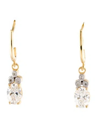 Pre-owned I. Reiss 14k Lab-grown Diamond Drop Earrings In Multi