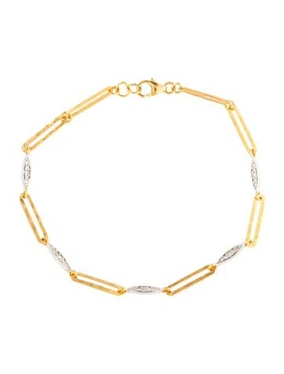 Pre-owned I. Reiss 14k Open Link Station Bracelet, 7" In Multicolor
