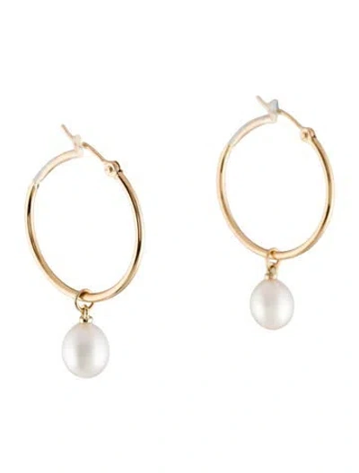 Pre-owned I. Reiss 14k Pearl Hoops In Multi