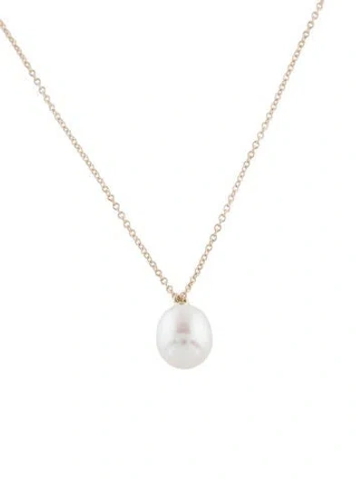 Pre-owned I. Reiss 14k Pearl Pendant Necklace, 16" In Multi
